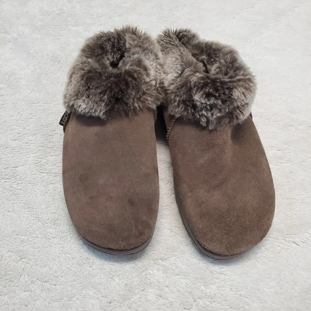 Skechers‎ Brown Fuzzy Cozy Boho Casual Shoes Clogs Women 6.5 Winter Cozy